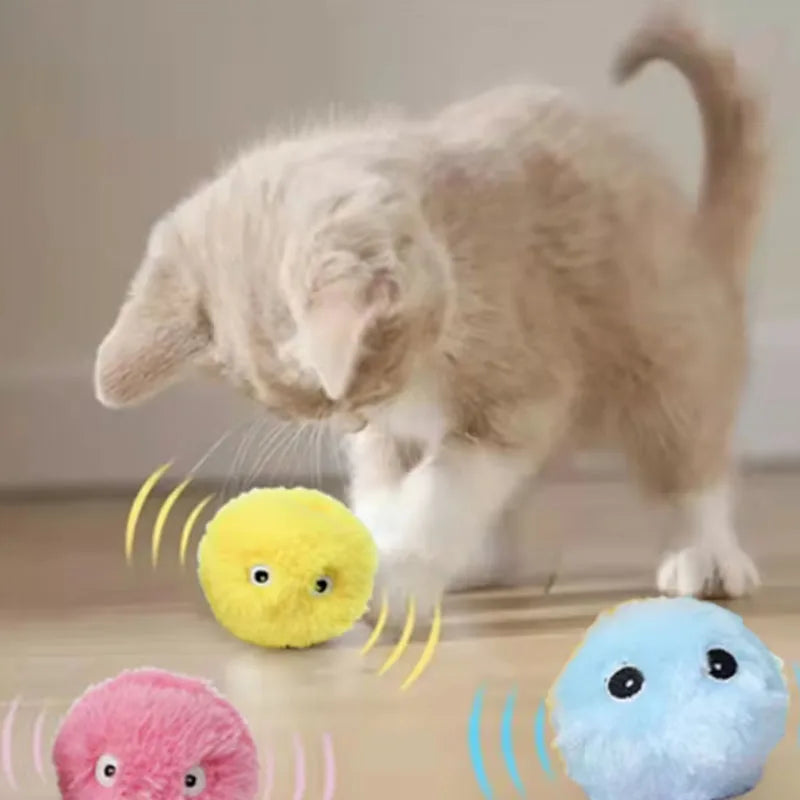 Pet Smart Fun Cat Toy Ball Simulate Birds Frog Sound Catnip Training Toy Interact Teasing Catnip Gravity Plush Cat Ball